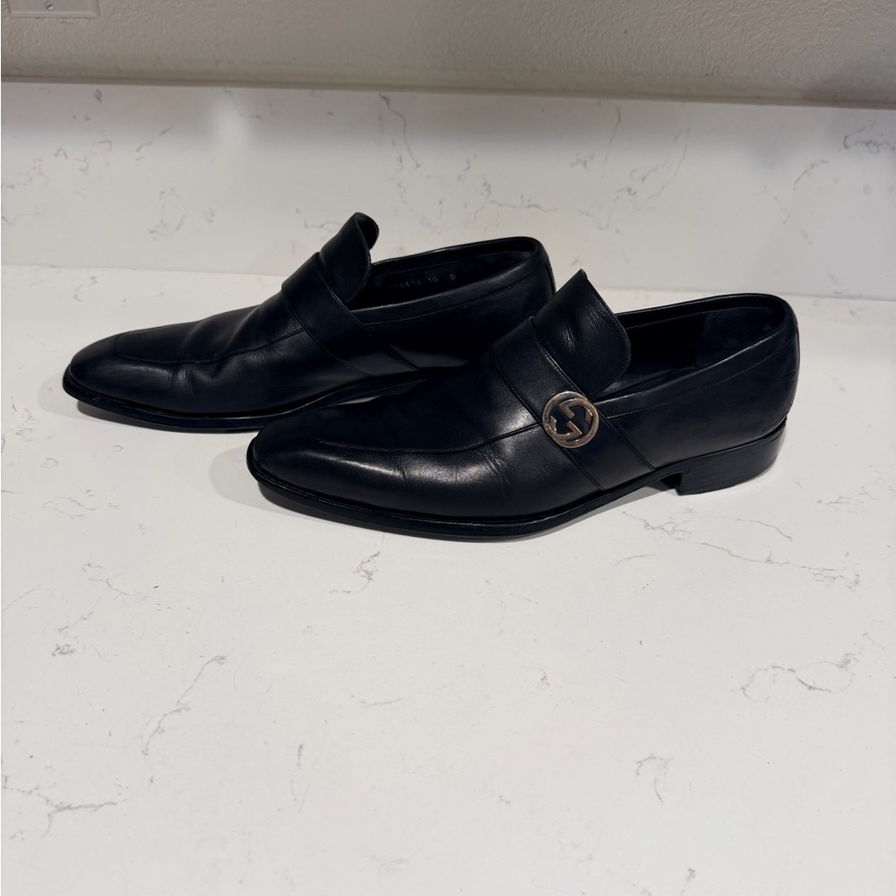 Gucci Men's Black Leather Slip-On Loafers